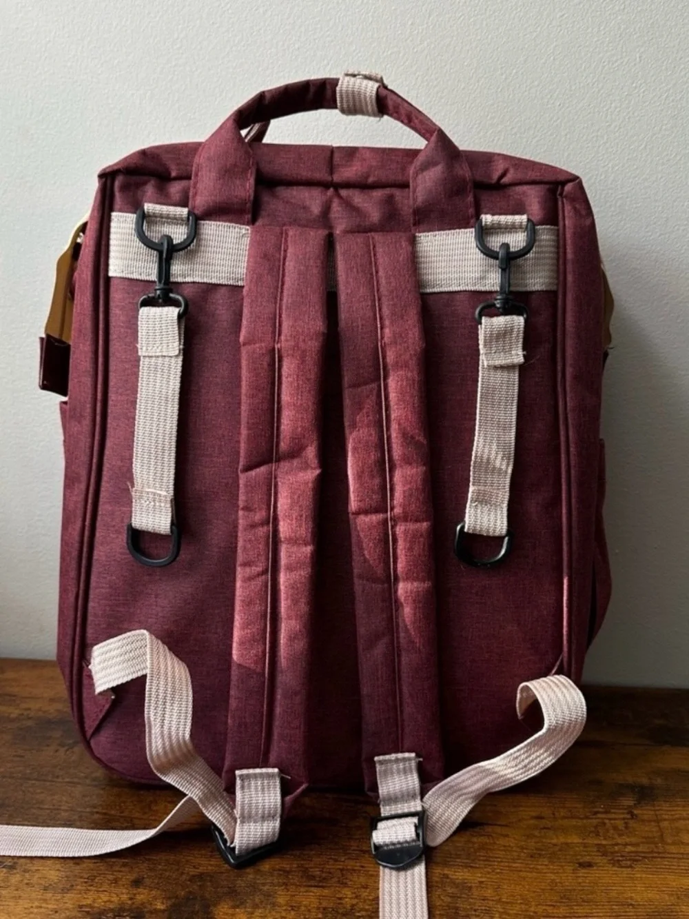 You Are My Sunshine Young Fashion Diaper Bag Backpack Burgundy Multi Pockets